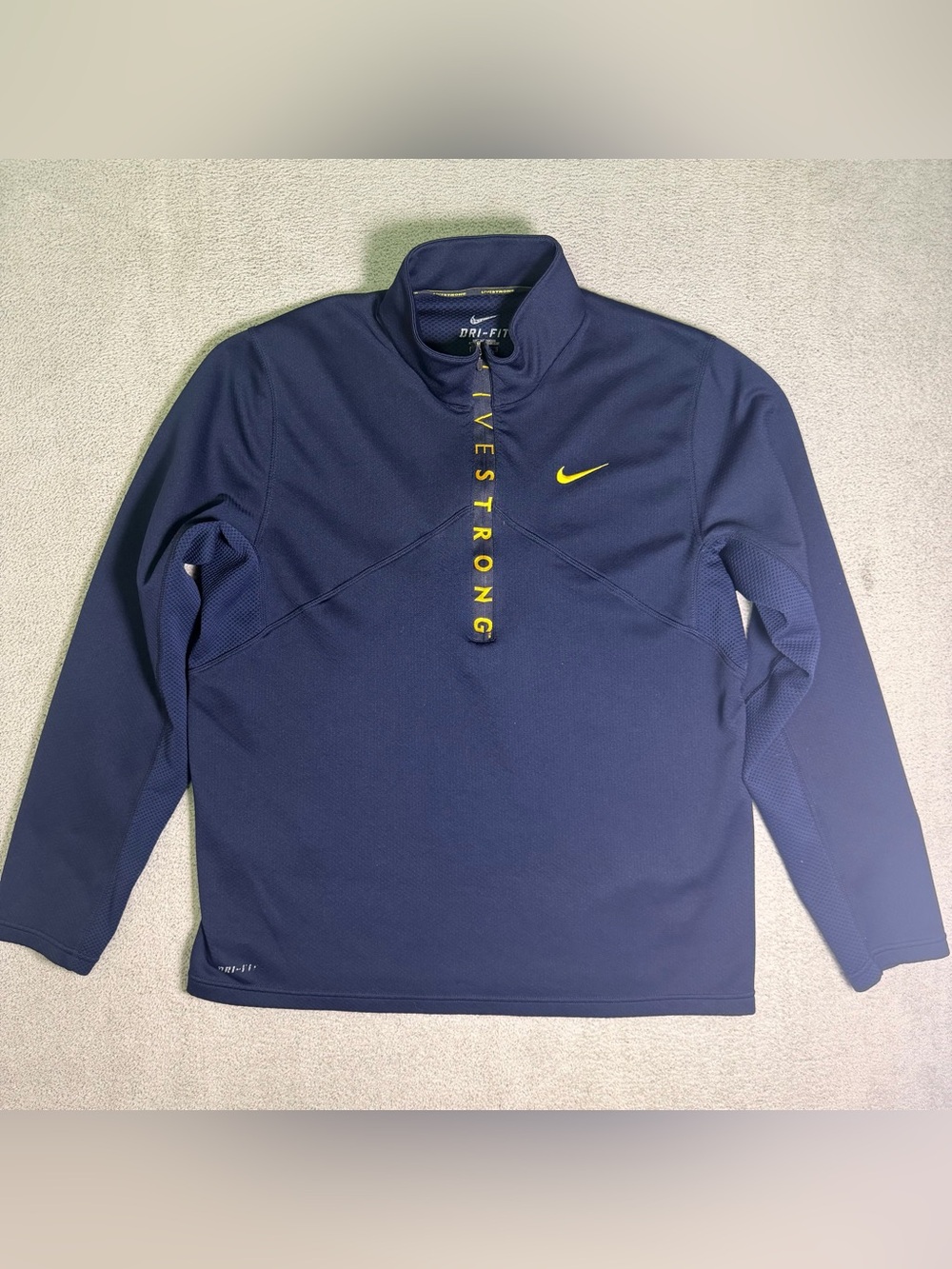Nike Livestrong Dri-Fit Quarter Zip Pullover Men’s Large Navy Blue 400224-475